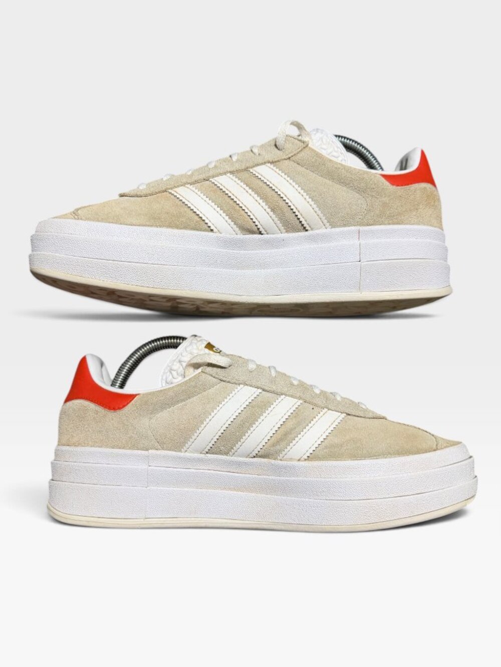 Adidas Gazelle Bold Suede Platform Sneakers Wonder Tan Beige Orange Women’s 9.5 - Picture 6 of 10